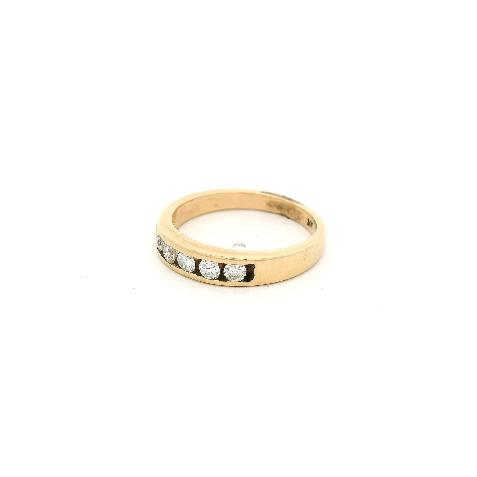 Yellow Gold Five Round Cut Diamond Channel Set Band - Forever Rox Fine Jewelry
