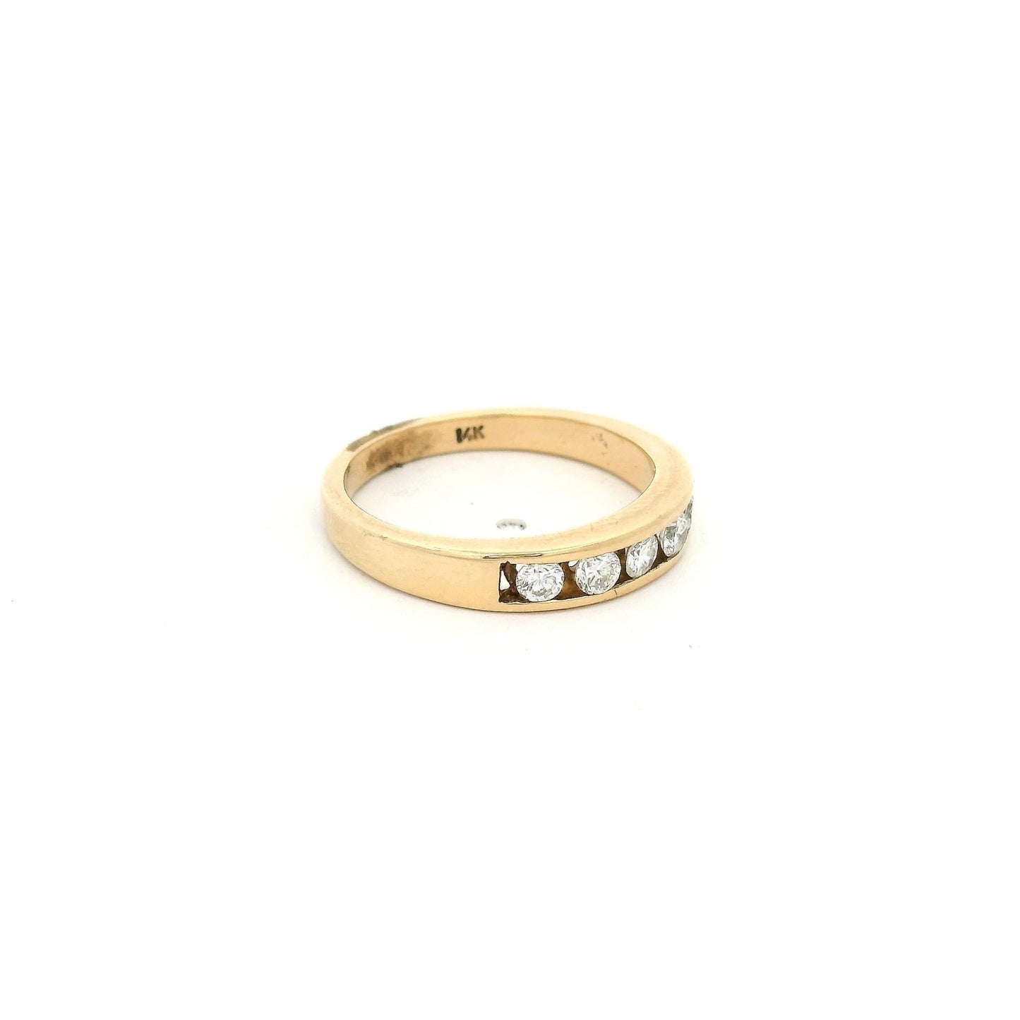 Yellow Gold Five Round Cut Diamond Channel Set Band - Forever Rox Fine Jewelry