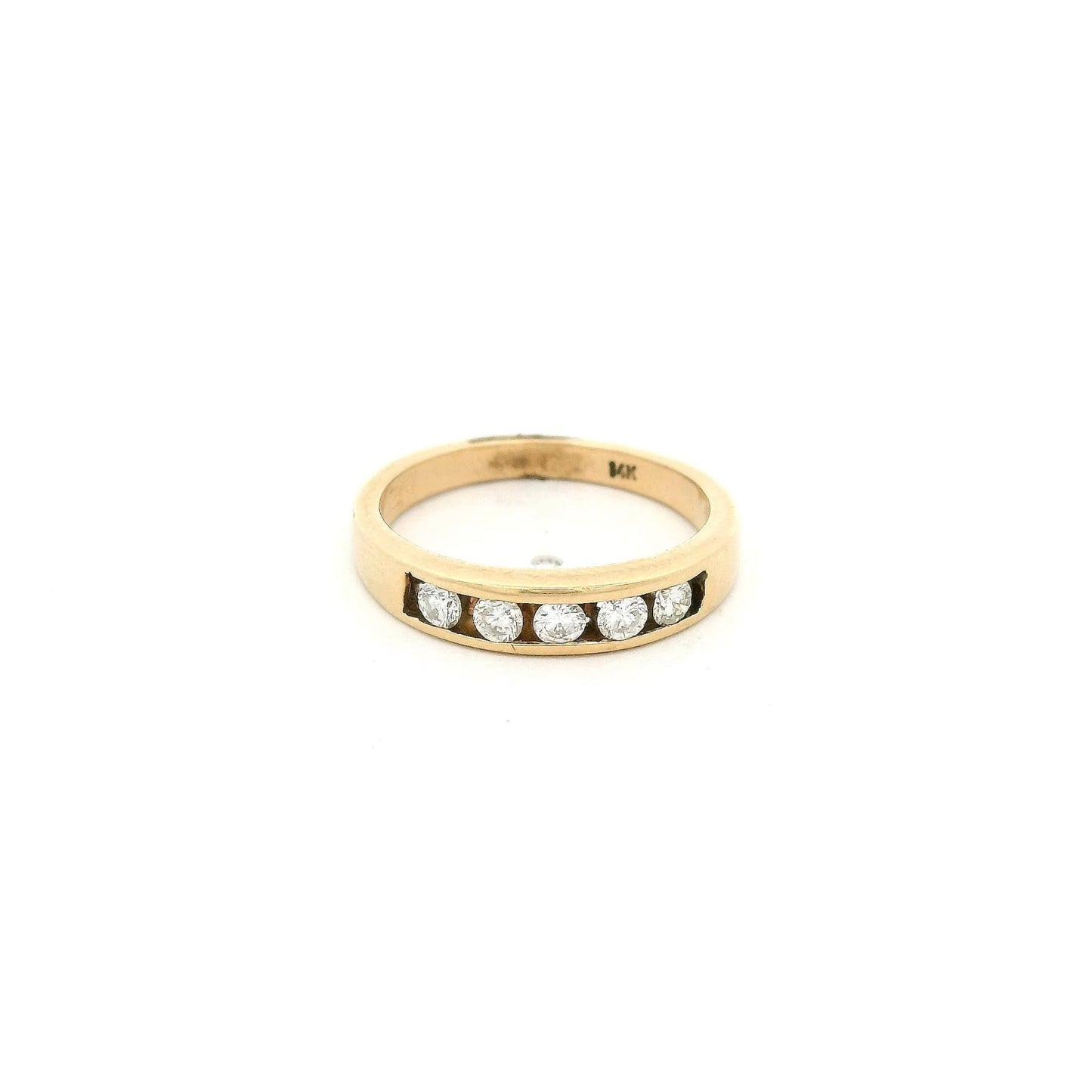 Yellow Gold Five Round Cut Diamond Channel Set Band - Forever Rox Fine Jewelry