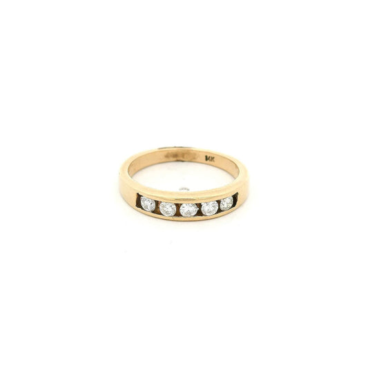 Yellow Gold Five Round Cut Diamond Channel Set Band - Forever Rox Fine Jewelry