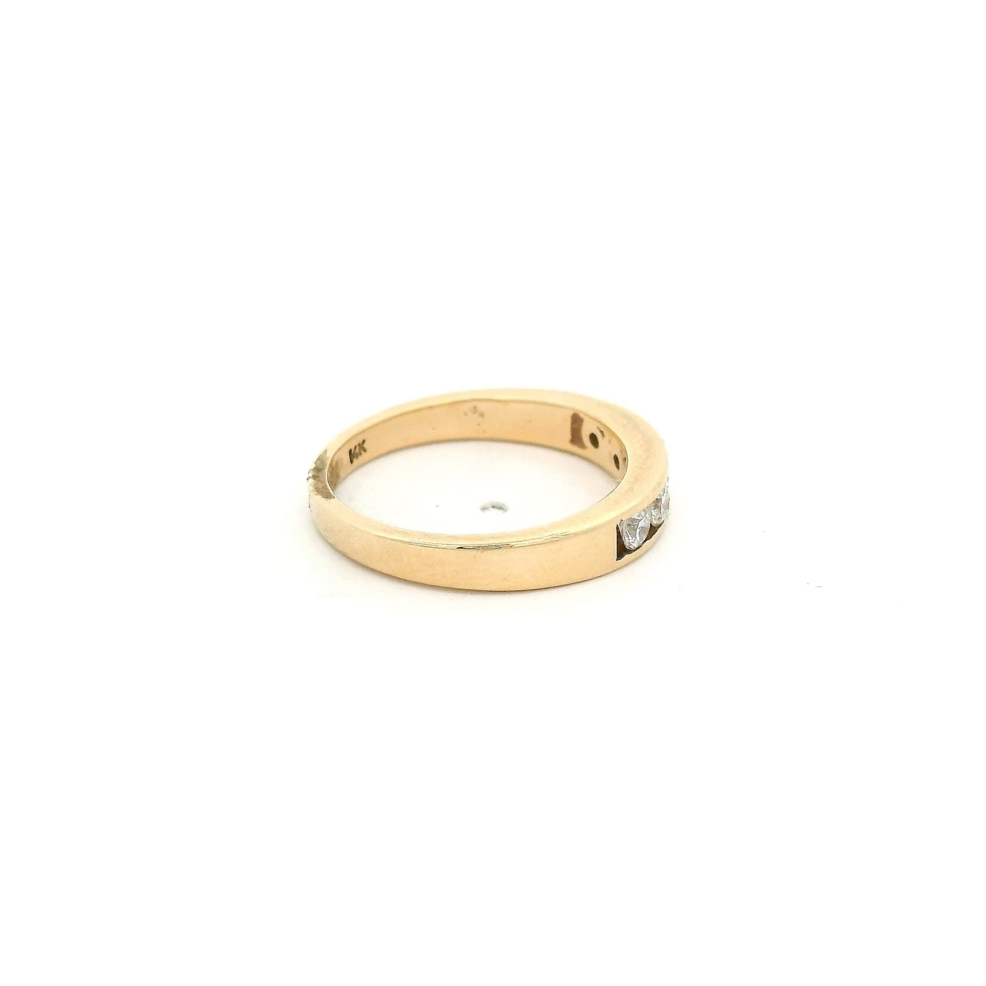 Yellow Gold Five Round Cut Diamond Channel Set Band - Forever Rox Fine Jewelry