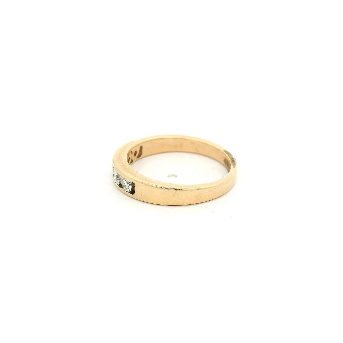 Yellow Gold Five Round Cut Diamond Channel Set Band - Forever Rox Fine Jewelry
