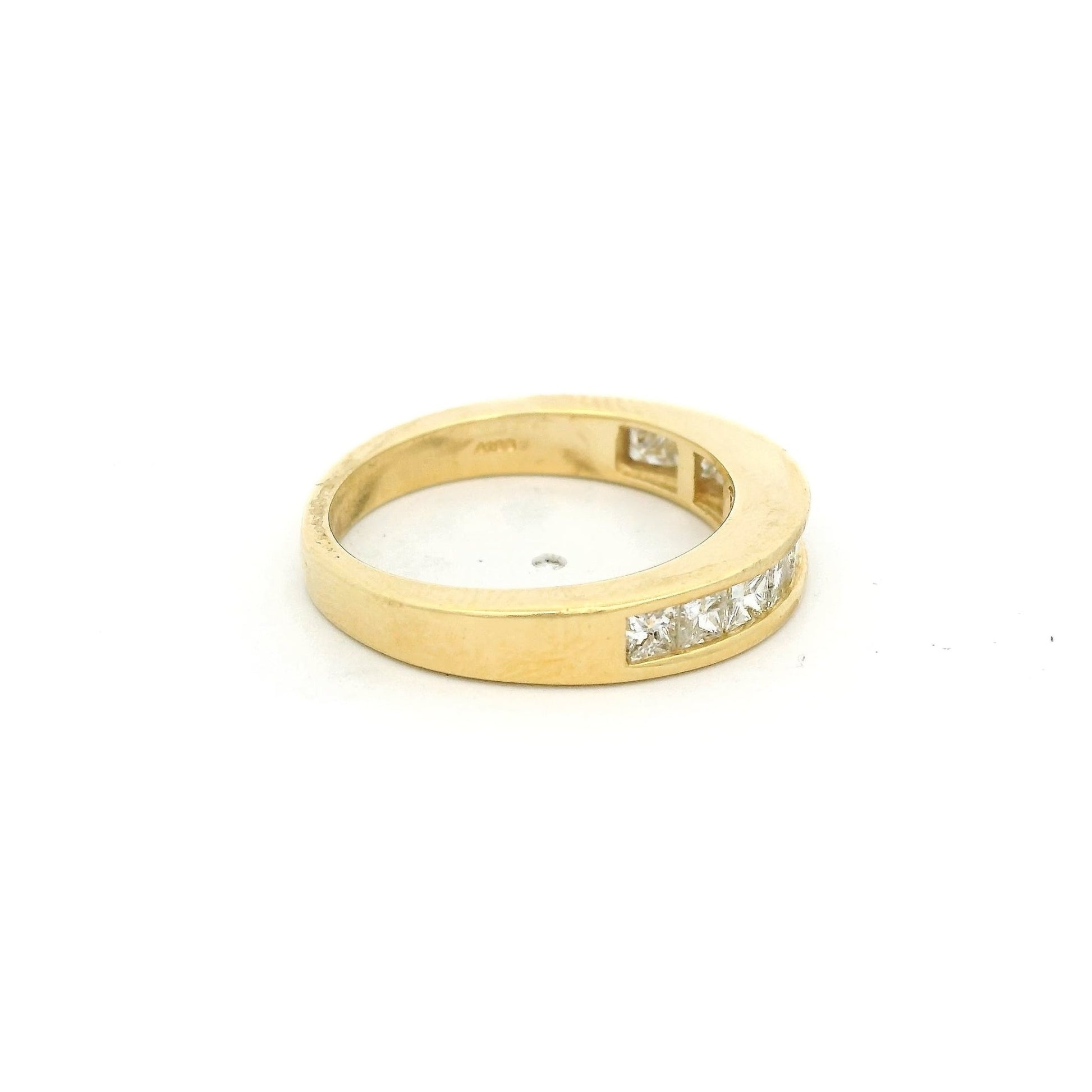 Yellow Gold Half Eternity Channel Set Princess Cut Diamond Band - Forever Rox Fine Jewelry