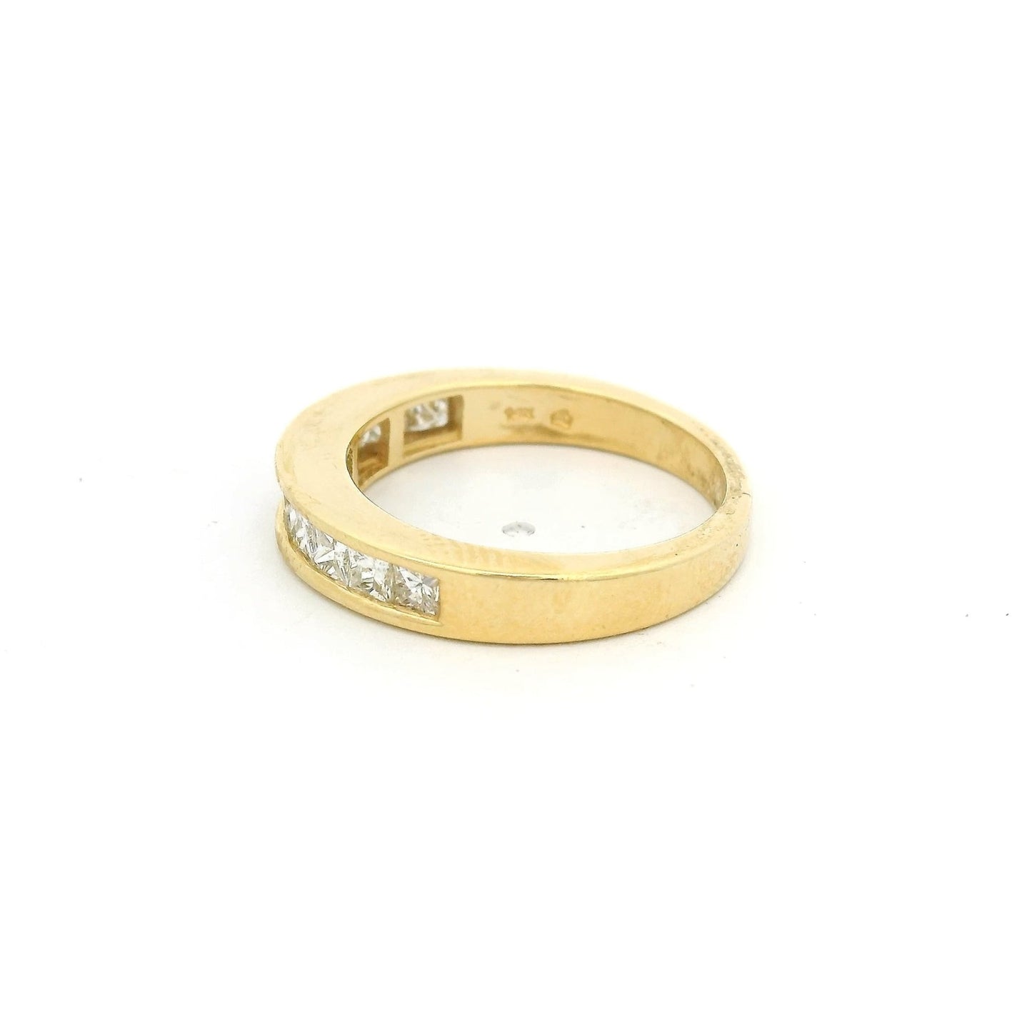 Yellow Gold Half Eternity Channel Set Princess Cut Diamond Band - Forever Rox Fine Jewelry
