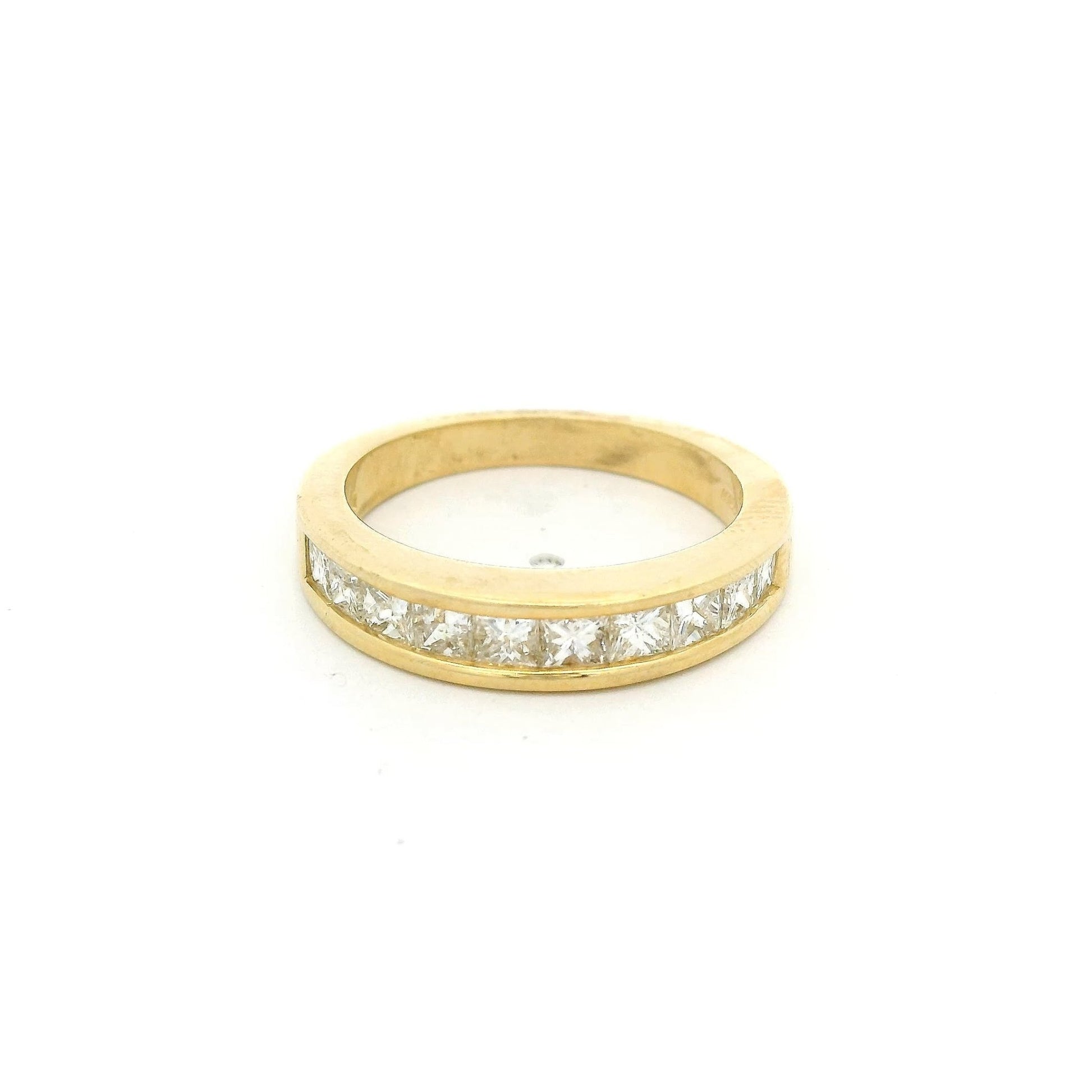 Yellow Gold Half Eternity Channel Set Princess Cut Diamond Band - Forever Rox Fine Jewelry
