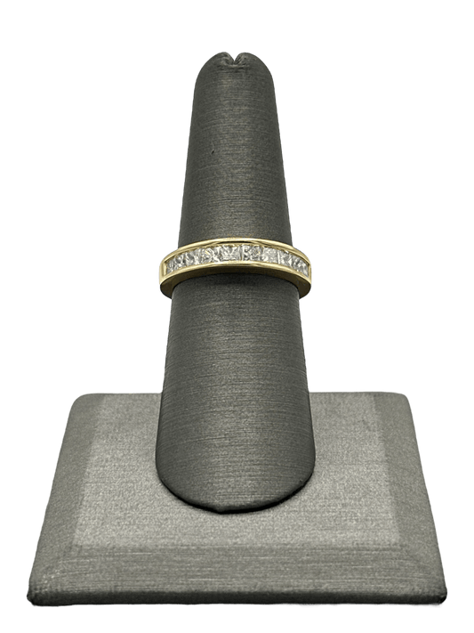 Yellow Gold Half Eternity Channel Set Princess Cut Diamond Band - Forever Rox