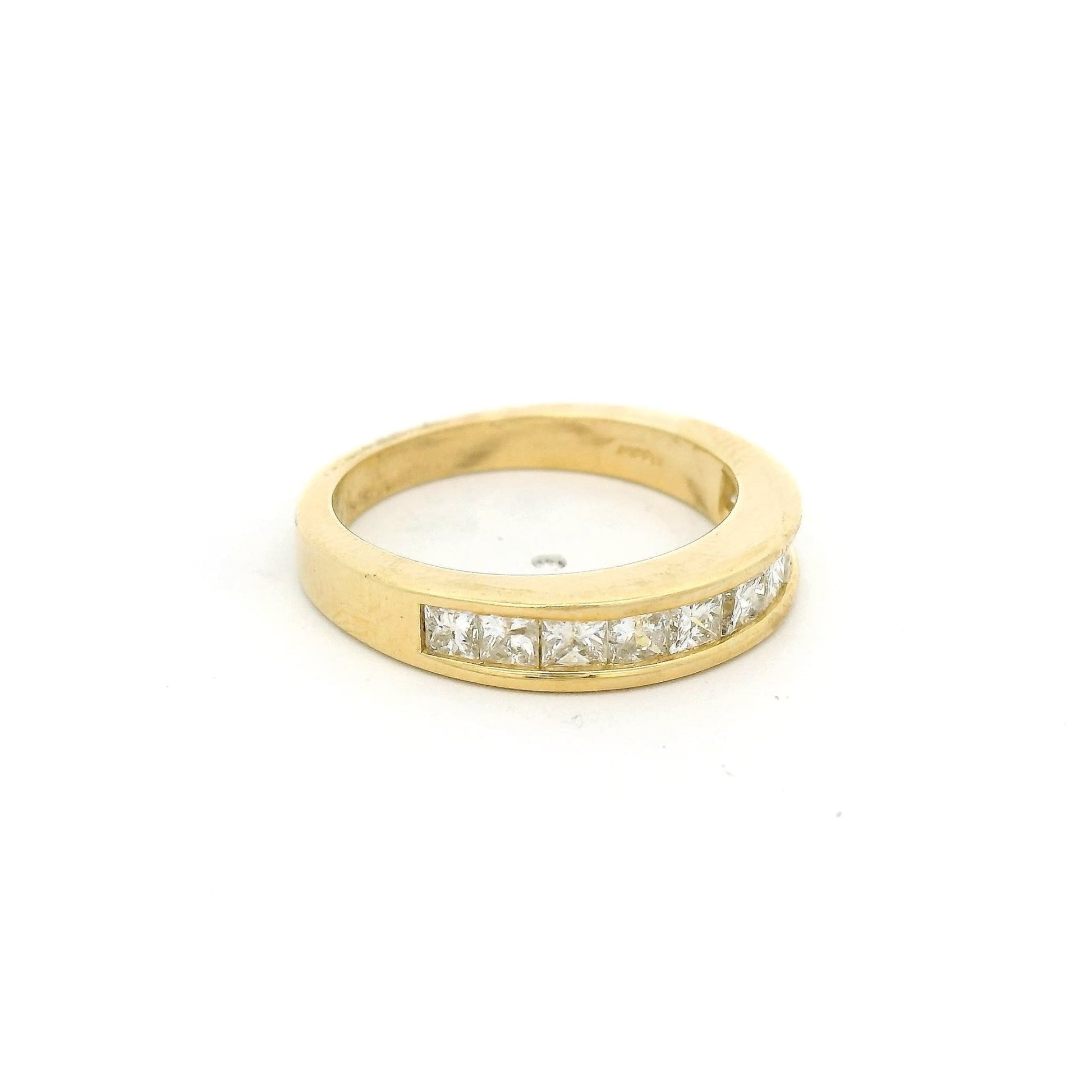 Yellow Gold Half Eternity Channel Set Princess Cut Diamond Band - Forever Rox Fine Jewelry