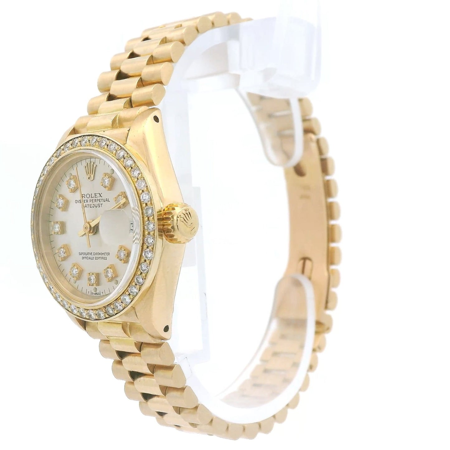 Yellow Gold Ladies Rolex Presidential with Diamond Dial & Bezel - Forever Rox
