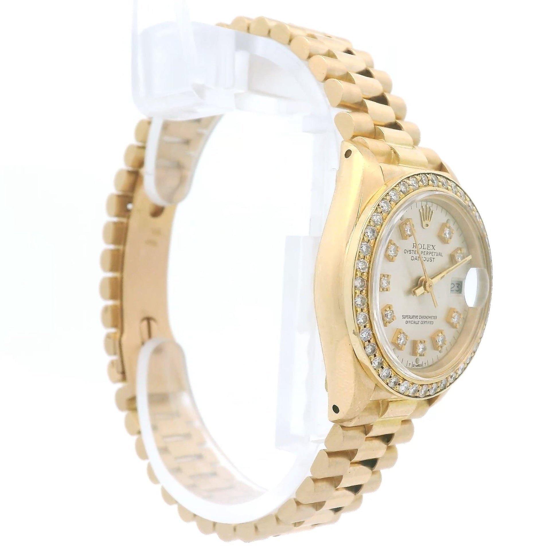 Yellow Gold Ladies Rolex Presidential with Diamond Dial & Bezel - Forever Rox