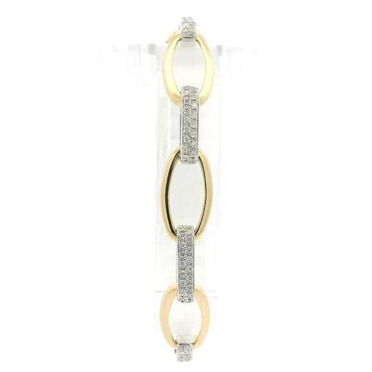 Yellow Gold Oval & White Gold Diamond Link Bracelet - Forever Rox Fine Jewelry