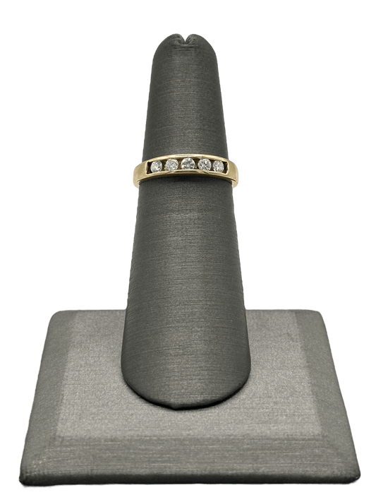 Yellow Gold Quarter Eternity Round Brilliant Cut Diamond Band - Forever Rox