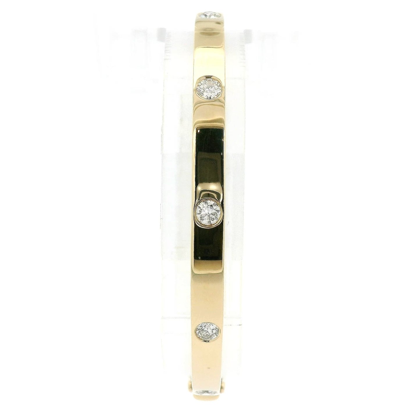 Yellow Gold Solid Bangle with 5 Round Cut Diamonds - Forever Rox Fine Jewelry