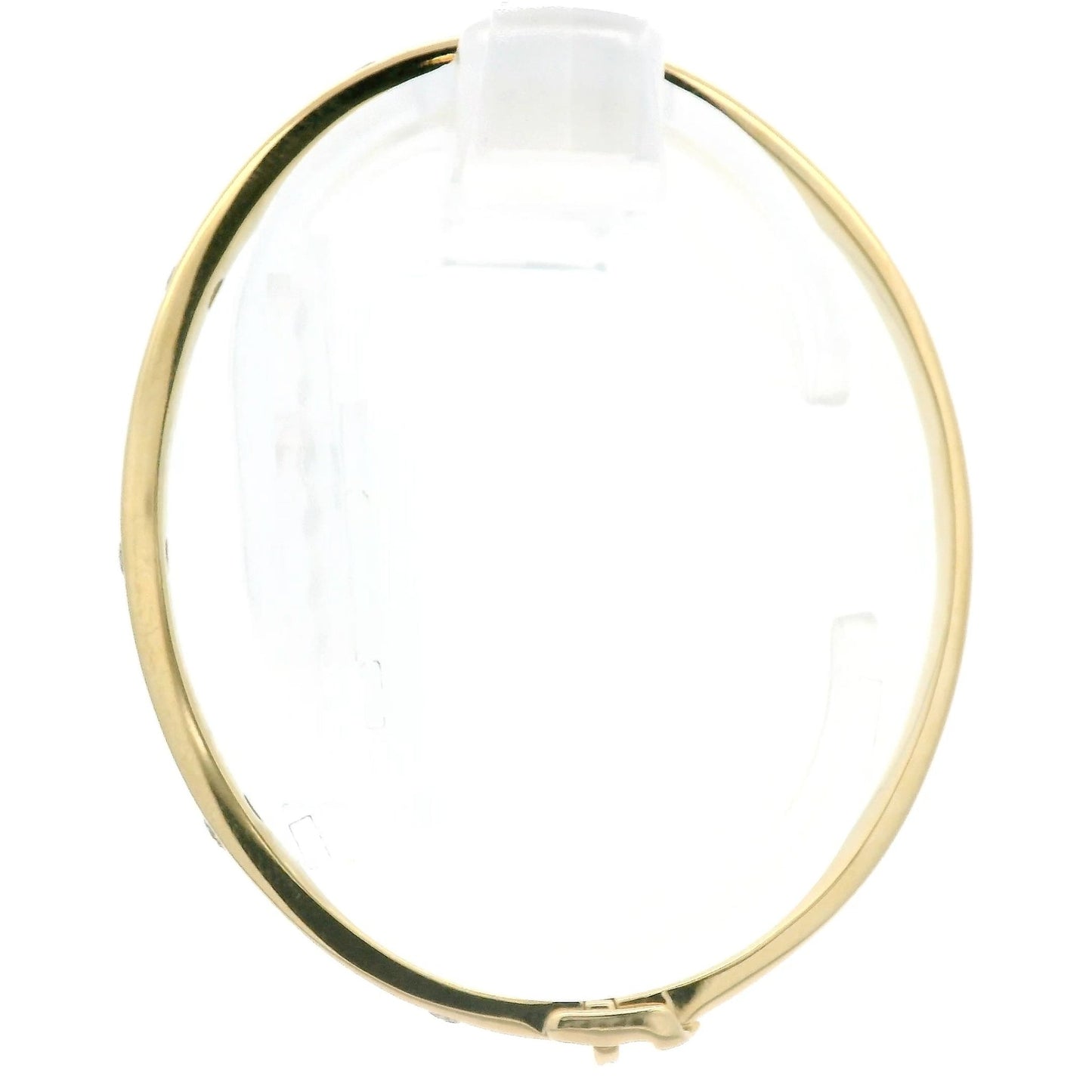 Yellow Gold Solid Bangle with 5 Round Cut Diamonds - Forever Rox Fine Jewelry
