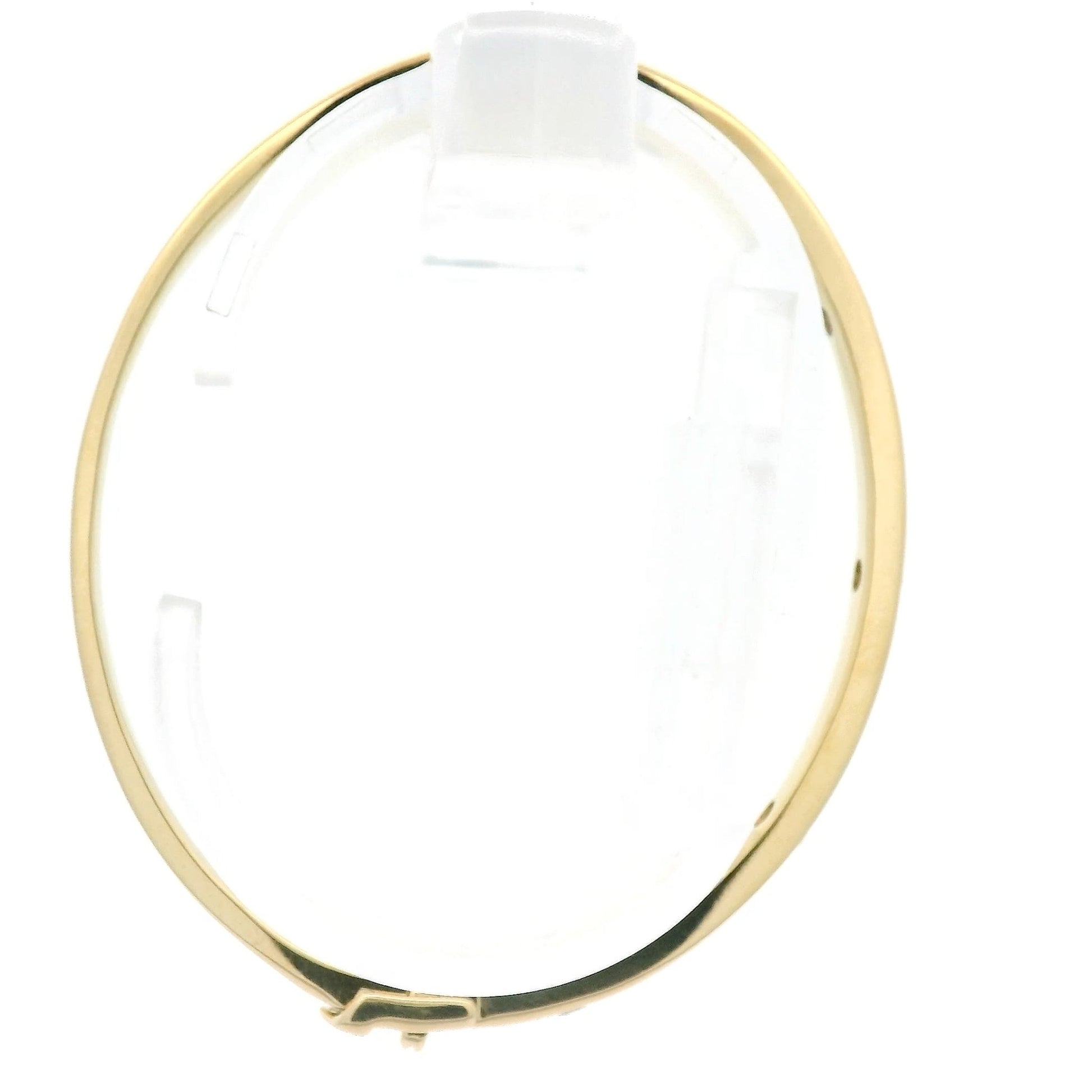 Yellow Gold Solid Bangle with 5 Round Cut Diamonds - Forever Rox Fine Jewelry