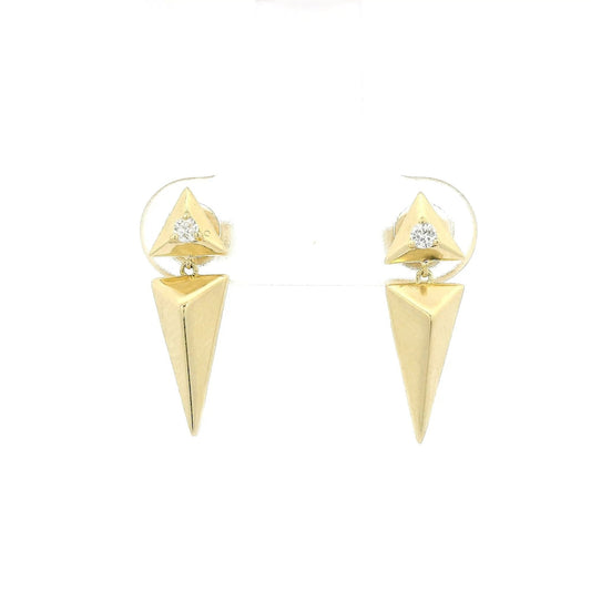 Yellow Gold Spike Dangle with A Diamond - Forever Rox Fine Jewelry