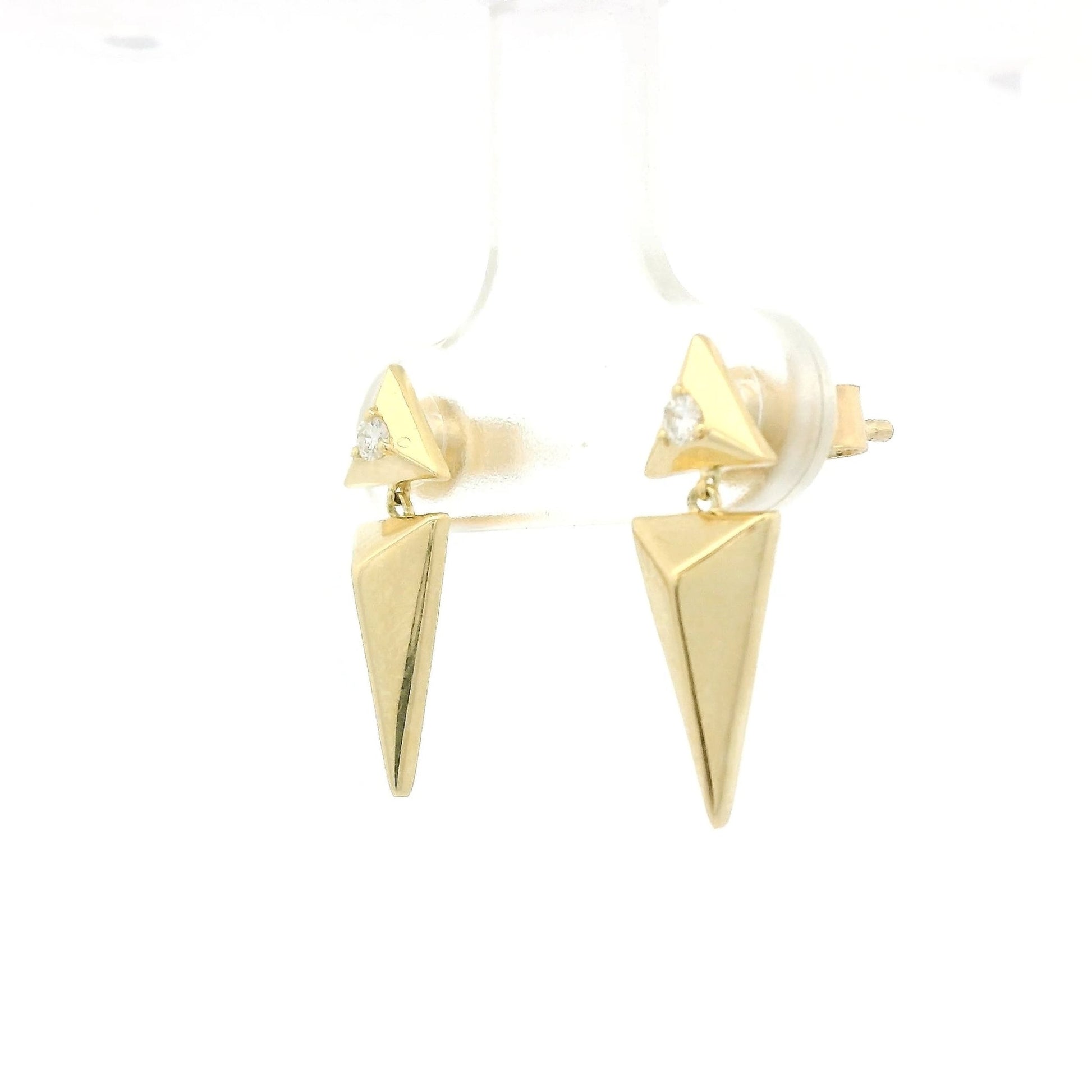 Yellow Gold Spike Dangle with A Diamond - Forever Rox Fine Jewelry