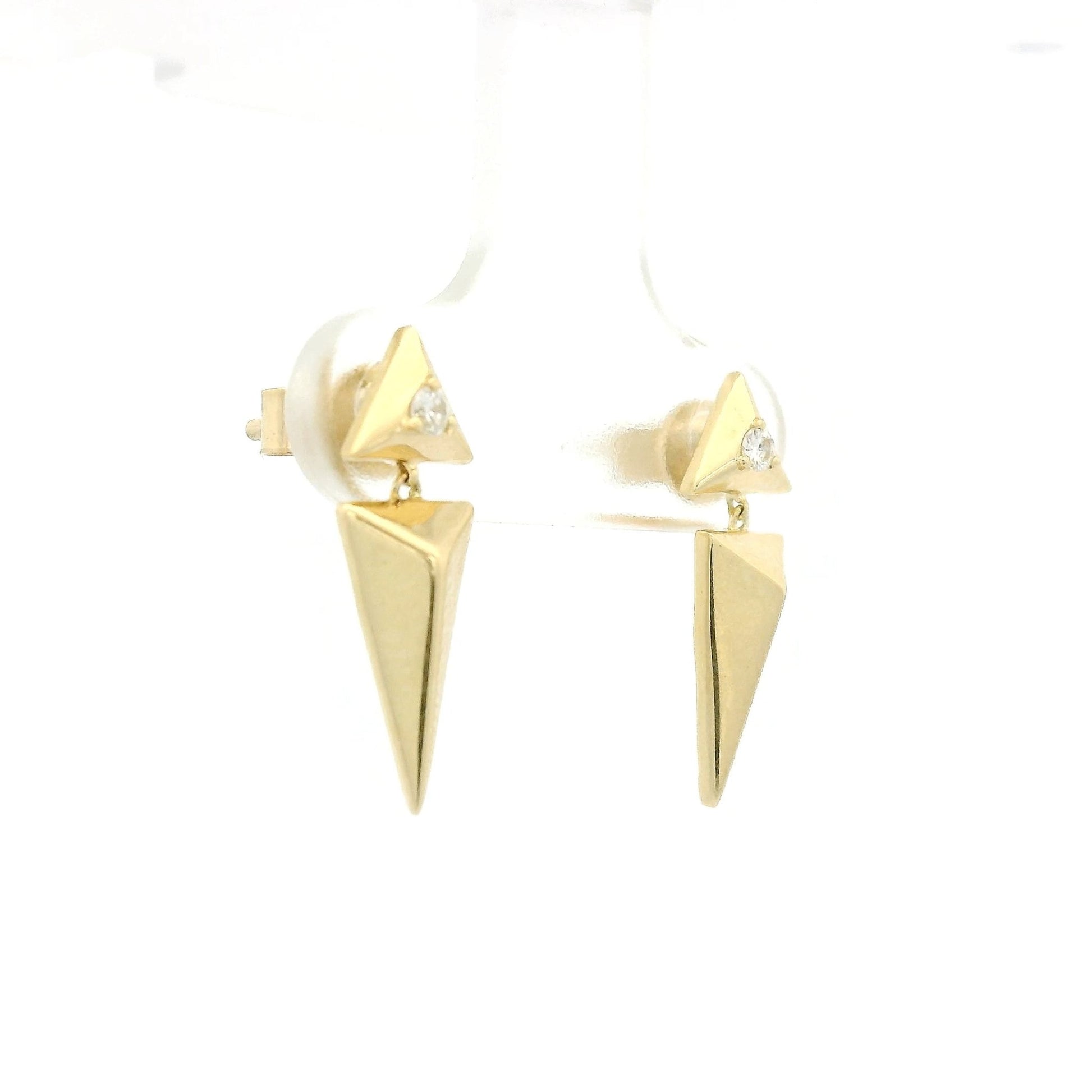 Yellow Gold Spike Dangle with A Diamond - Forever Rox Fine Jewelry