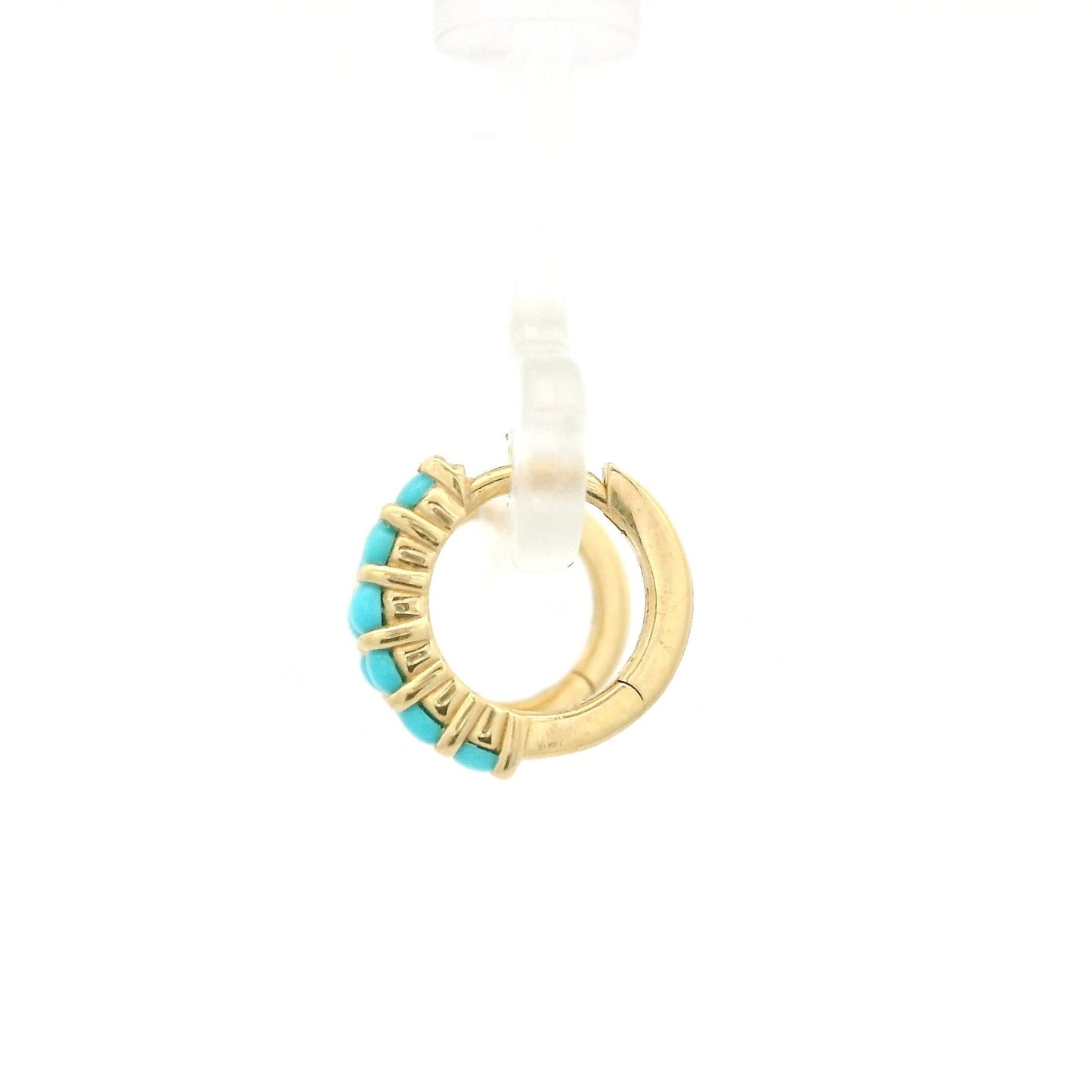 Yellow Gold Turquoise Huggie Hoops - Forever Rox