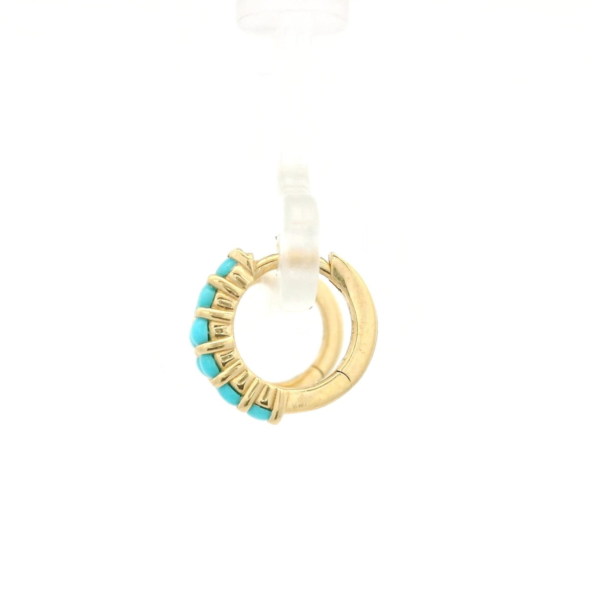 Yellow Gold Turquoise Huggie Hoops - Forever Rox