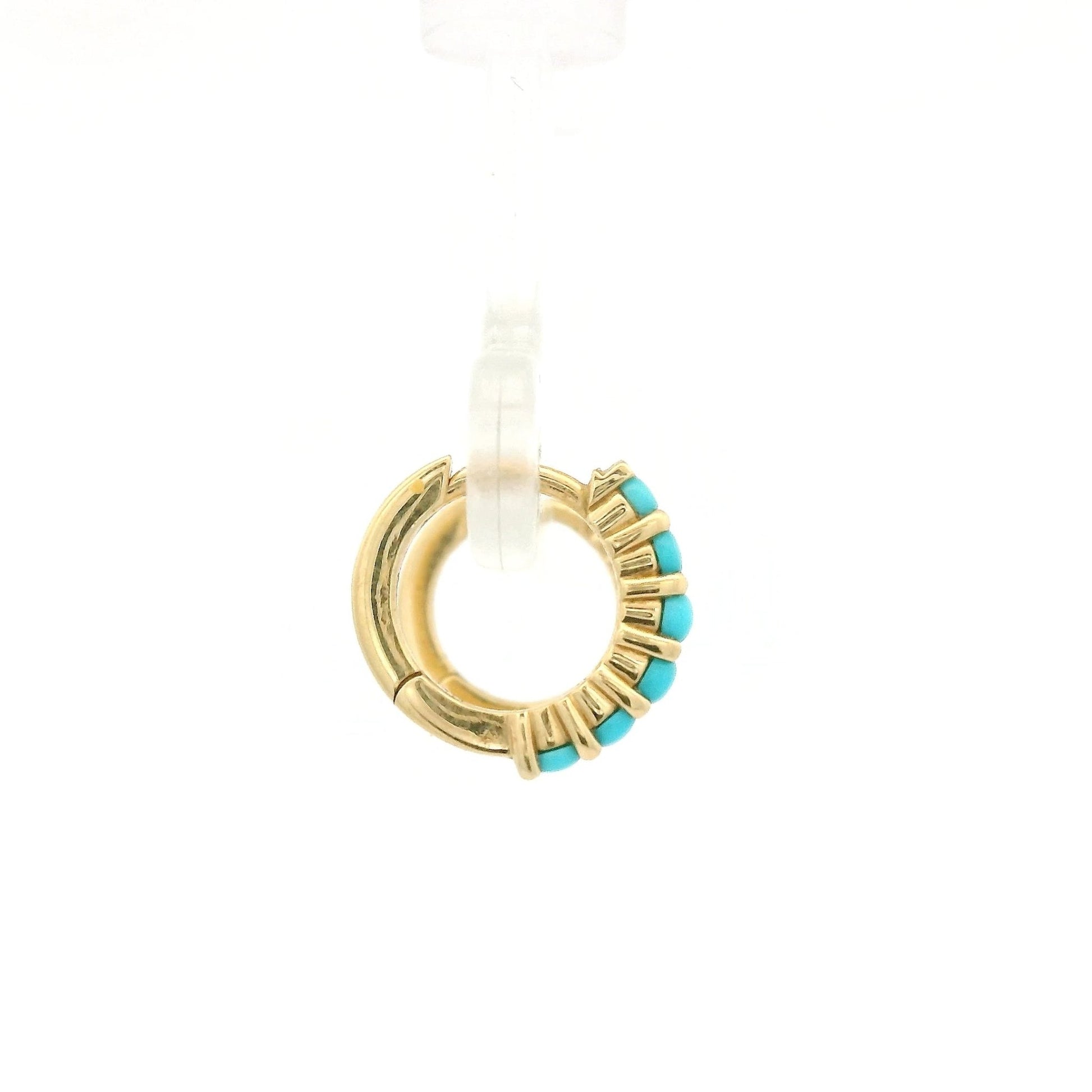 Yellow Gold Turquoise Huggie Hoops - Forever Rox