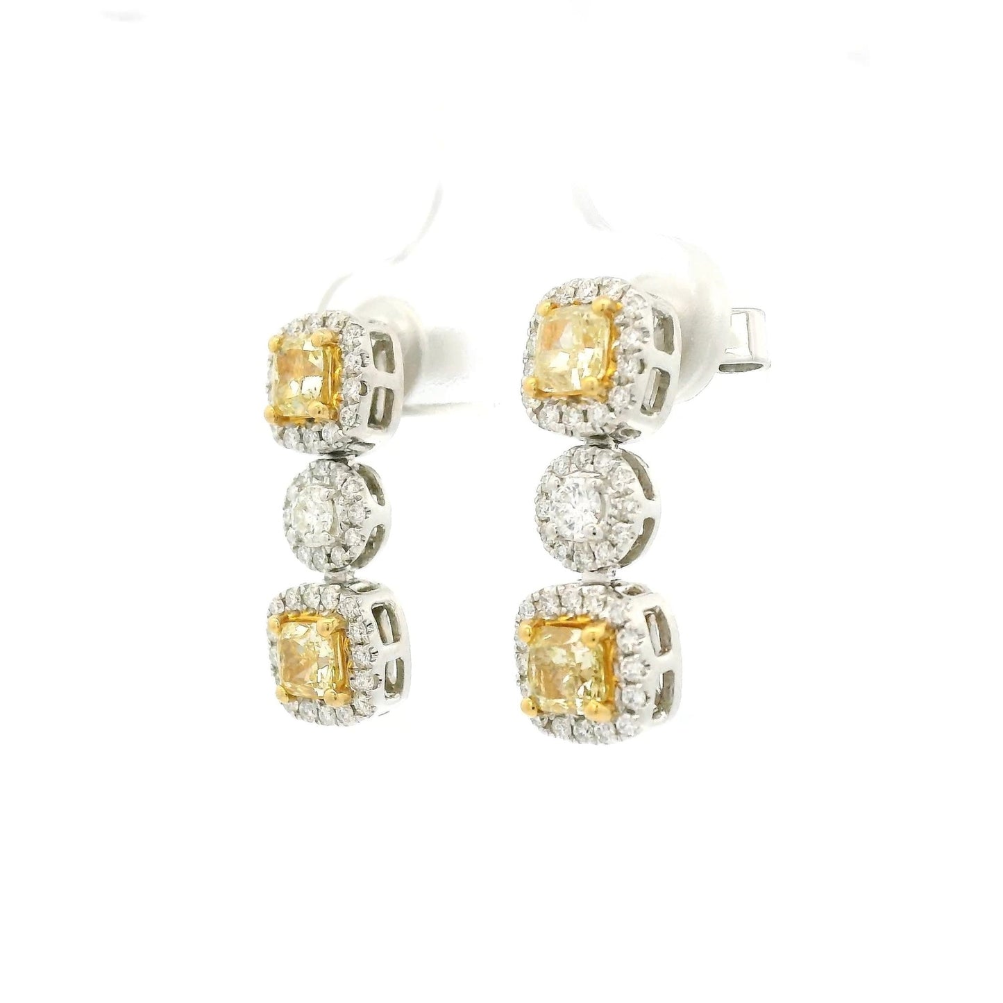 Yellow & White Diamond Dangle Earrings - Forever Rox