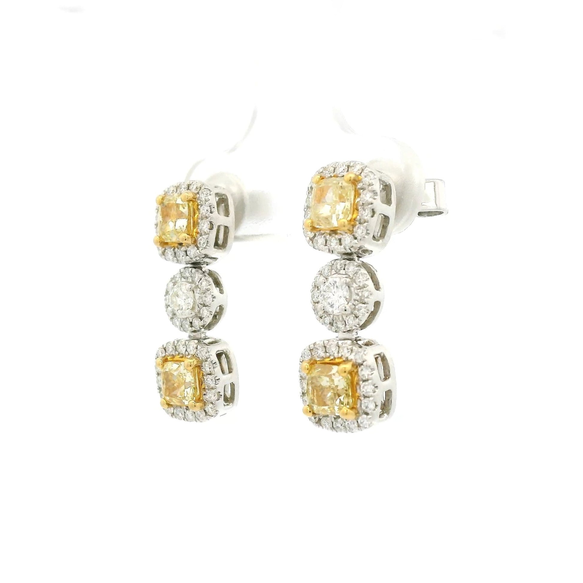 Yellow & White Diamond Dangle Earrings - Forever Rox