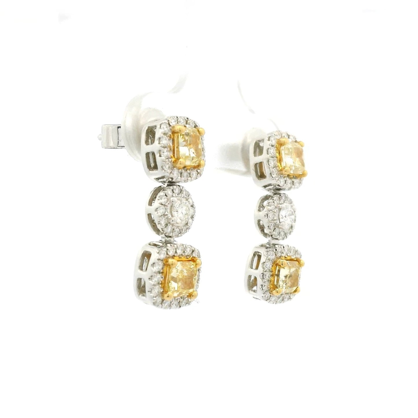 Yellow & White Diamond Dangle Earrings - Forever Rox