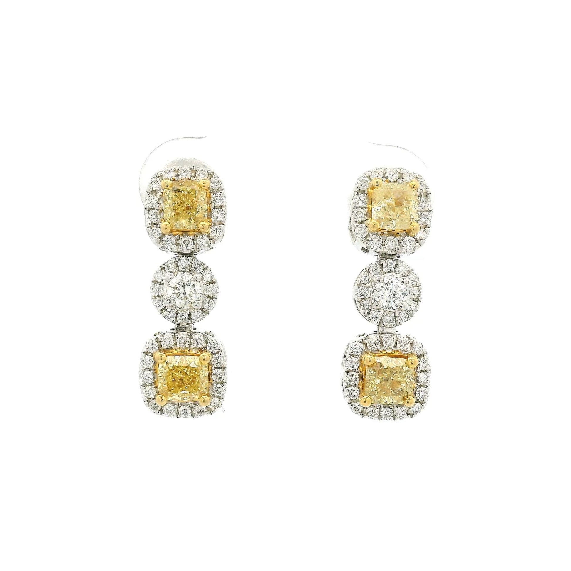 Yellow & White Diamond Dangle Earrings - Forever Rox