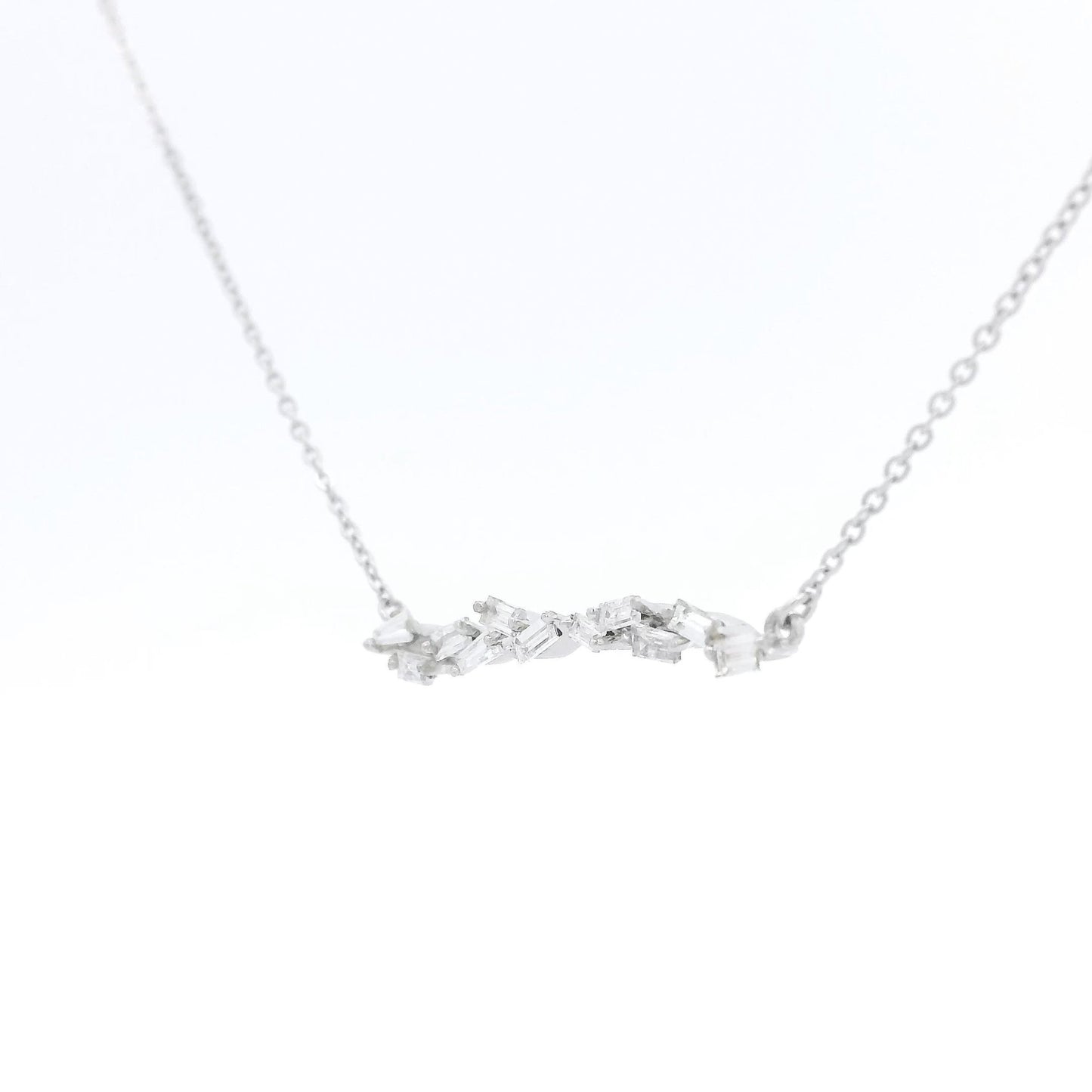 Zig Zag Baguette Diamond Bar Pendant - Forever Rox