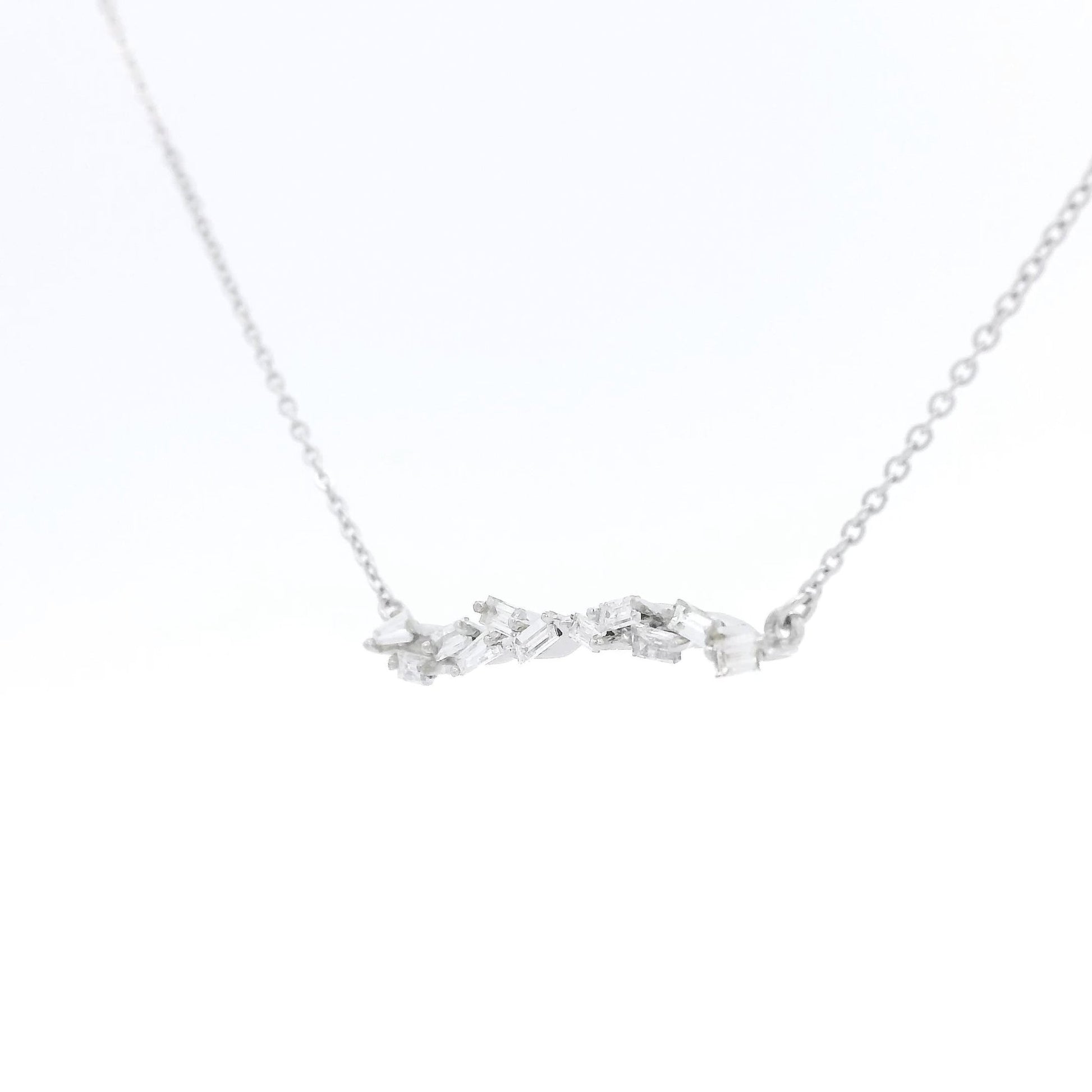 Zig Zag Baguette Diamond Bar Pendant - Forever Rox