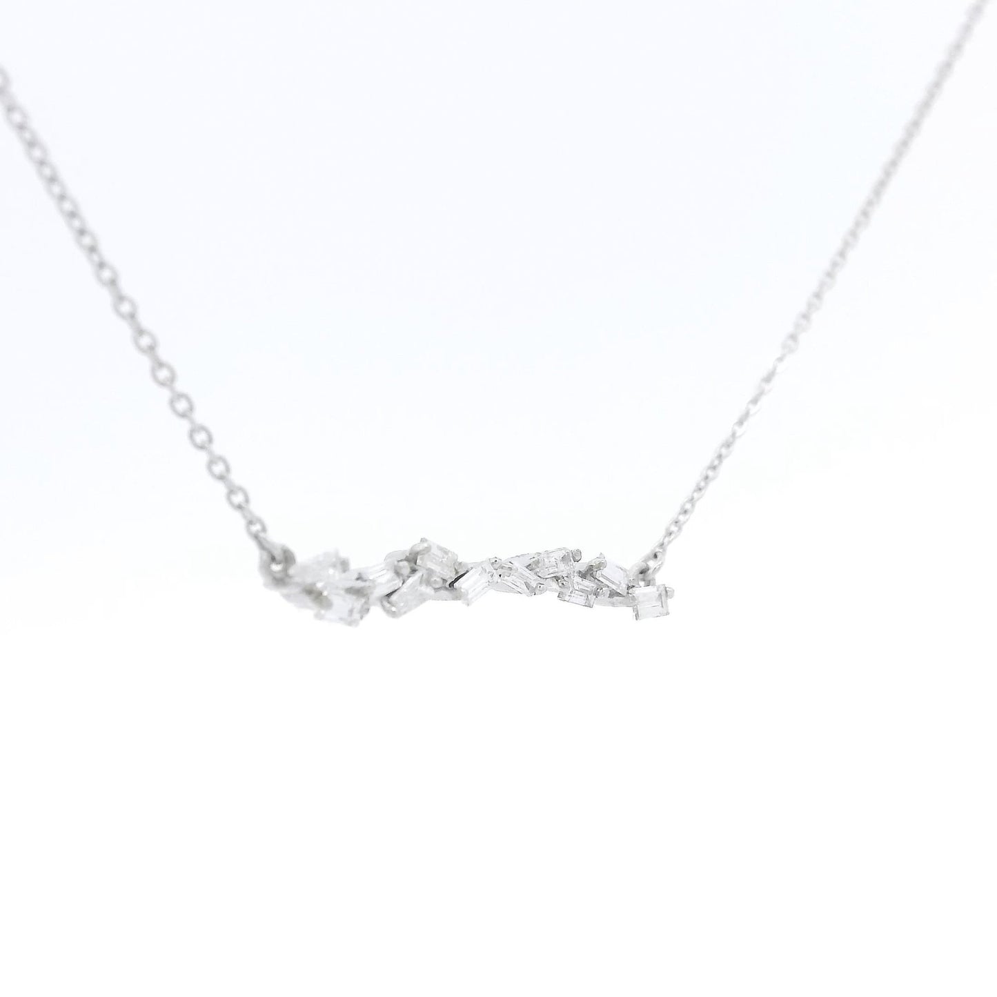 Zig Zag Baguette Diamond Bar Pendant - Forever Rox