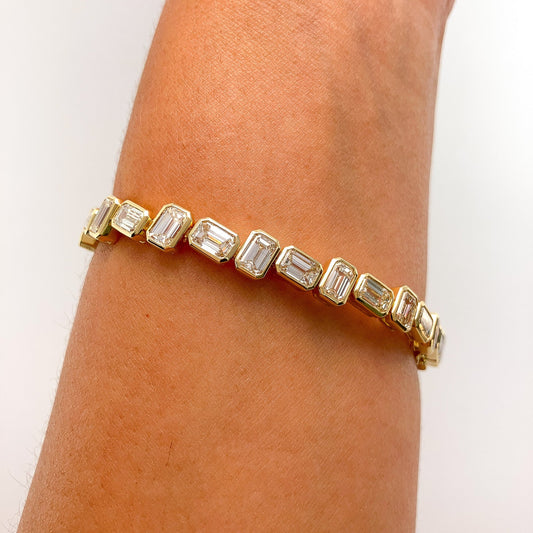 Zig Zag Emerald Cut Diamond Bracelet - Forever Rox
